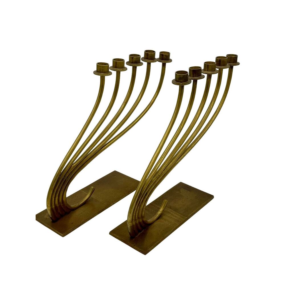 Candleholders- Vintage Dolbi Cashier 1987 Brass; Holds 5 Candles Each - Set of 2